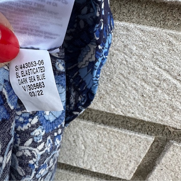 Old Navy Sleeveless Tie-Back Cutout Maxi Swing Dress Dark Sea Blue Print - Picture 14 of 14